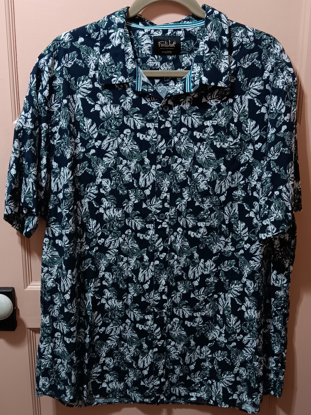 FarWest Navy Floral Short-Sleeve Hawaiian Shirt - Mens